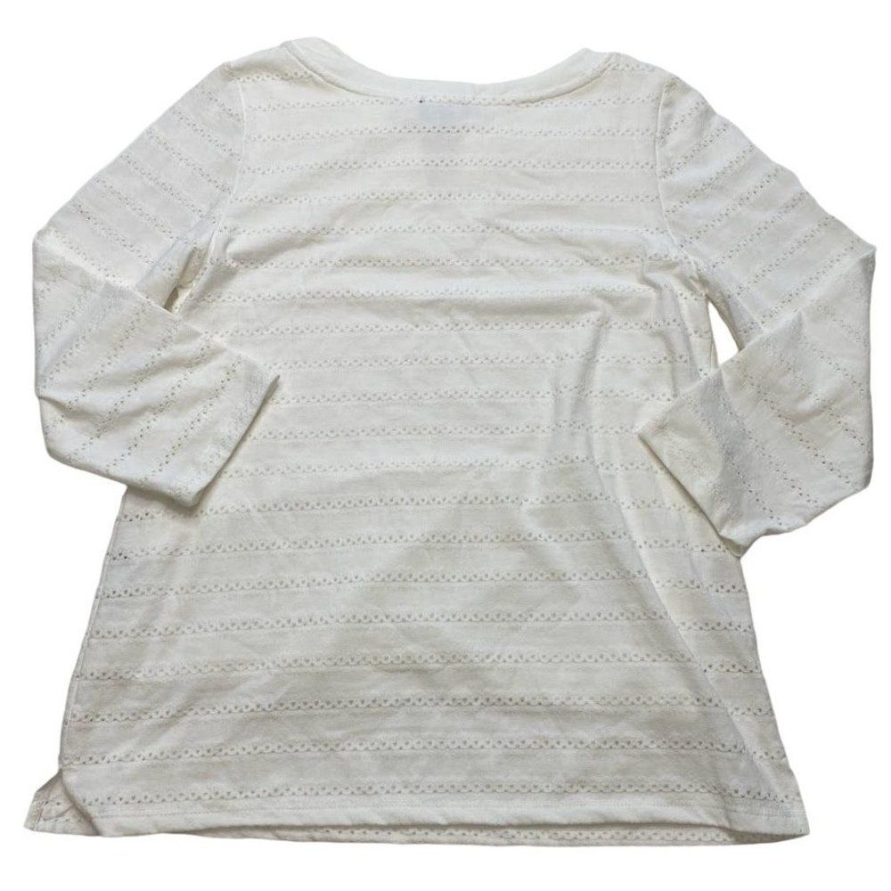 Jones New York White Round Split‎ Neck with Tie Top Sz Small - Picture 8 of 10